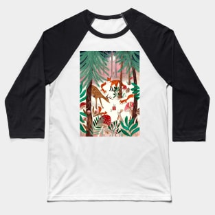 Whimsical woodland animals forest in the snow Baseball T-Shirt